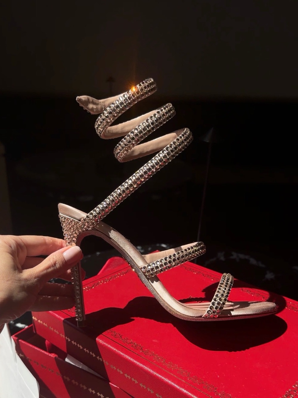 Rene Caovilla Crystal Cleo 105mm Rhinestone Sandals